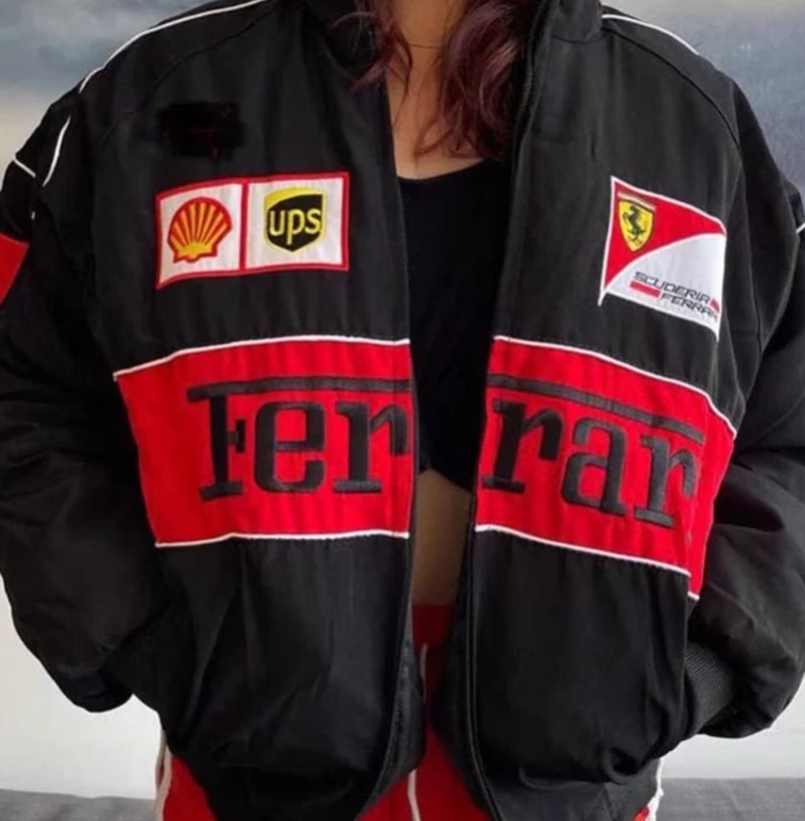 Rari F1 Rennteam Jacke – Schwarzer Scuderia Motorsport Reißverschluss-Mantel