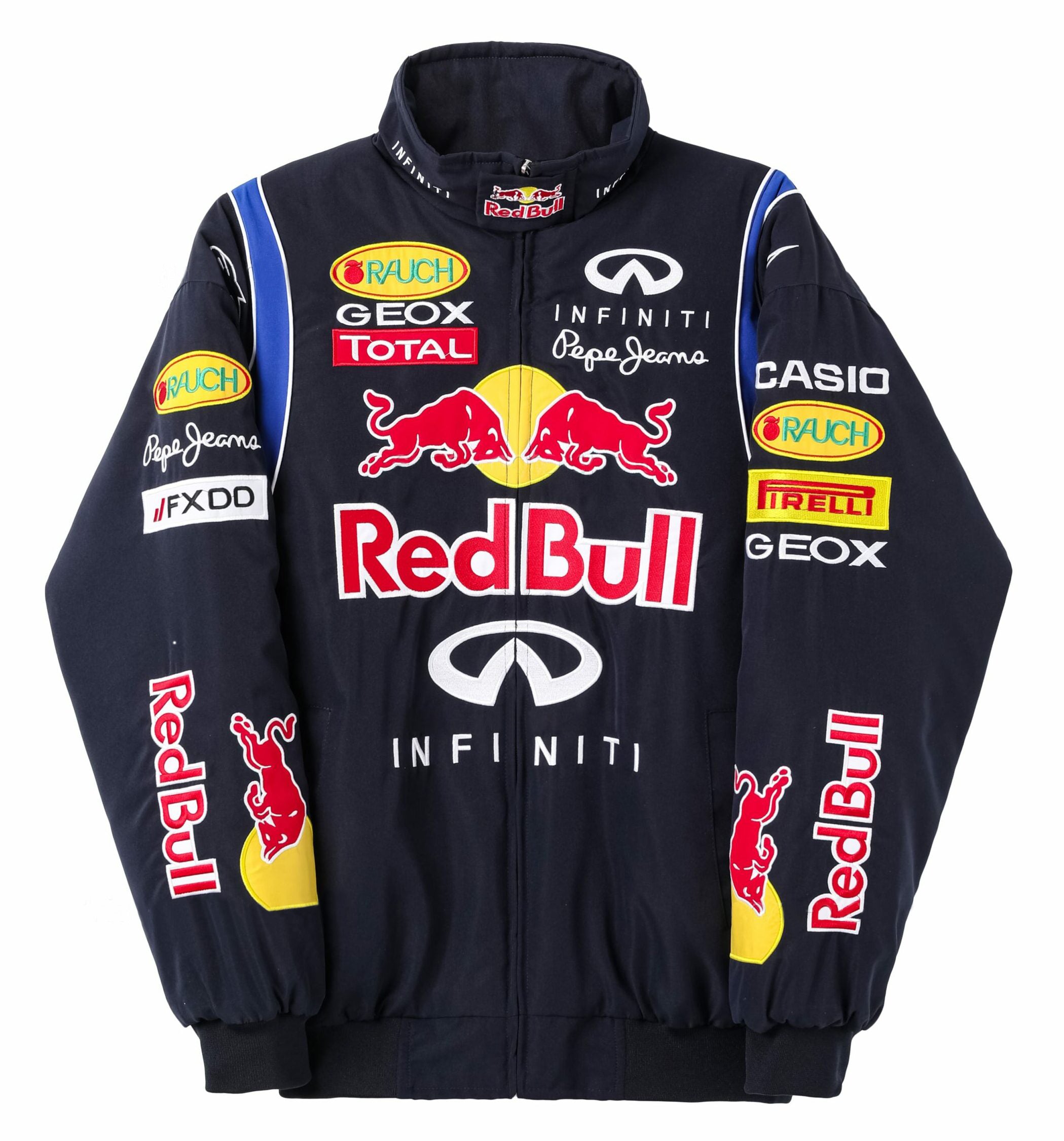 Red Bull Racing F1 Team Jacke - Marineblaue Motorsport Bomberjacke mit bestickten Sponsoren