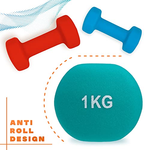 Neoprene Coated Cast Iron Dumbbells - Sizes 1-5kg, sold as pairs or a set