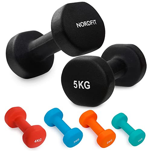 Halteres em Ferro Fundido Revestidos a Neopreno - Tamanhos de 1 a 5kg, vendidos em pares ou conjunto