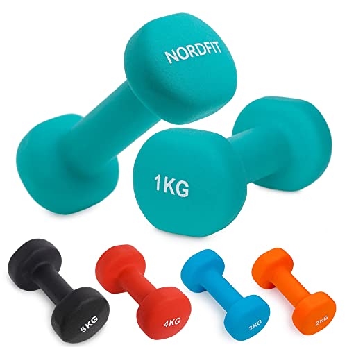 Halteres em Ferro Fundido Revestidos a Neopreno - Tamanhos de 1 a 5kg, vendidos em pares ou conjunto
