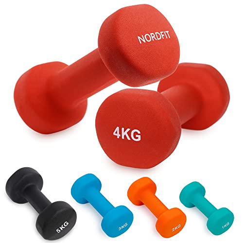 Neoprene Coated Cast Iron Dumbbells - Sizes 1-5kg, sold as pairs or a set