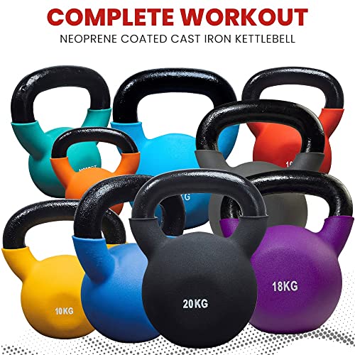 Pesos de Kettlebell em Ferro Fundido Revestidos a Neopreno Apoliam - Tamanhos de 4kg a 20kg