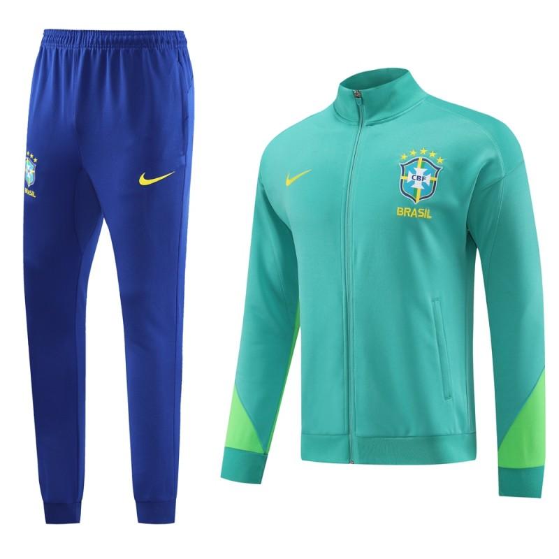 Brasilien 23-24 Grüner Trainingsanzug (Vollreißverschluss)