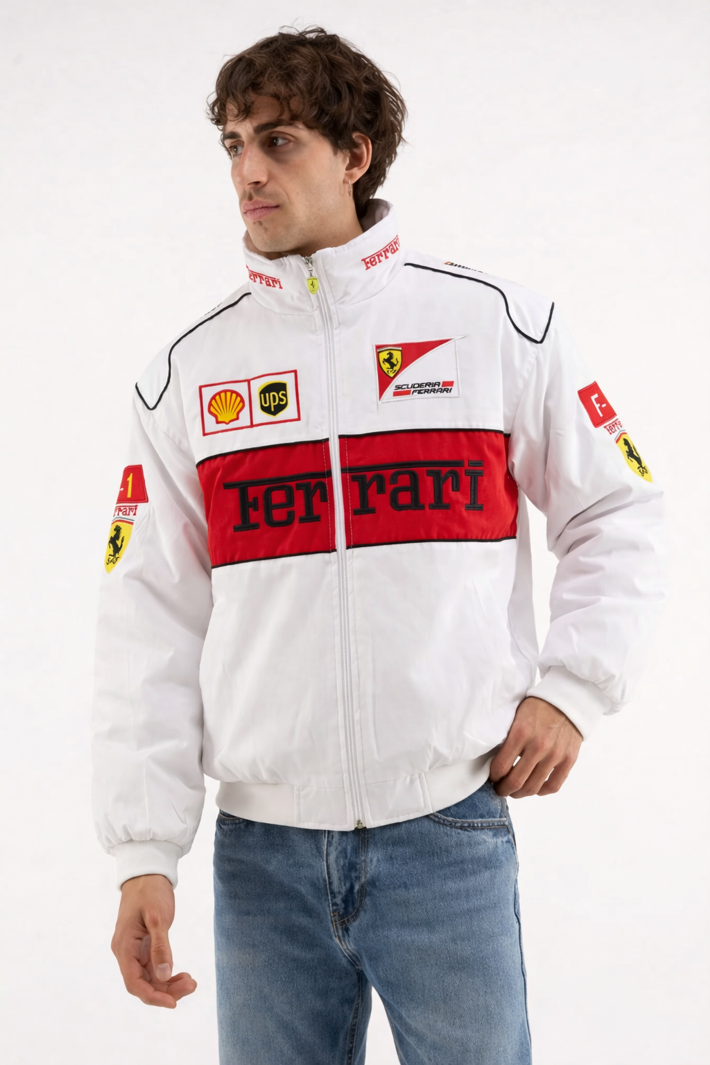 Giacca da corsa vintage Ferrari F1 Bianca