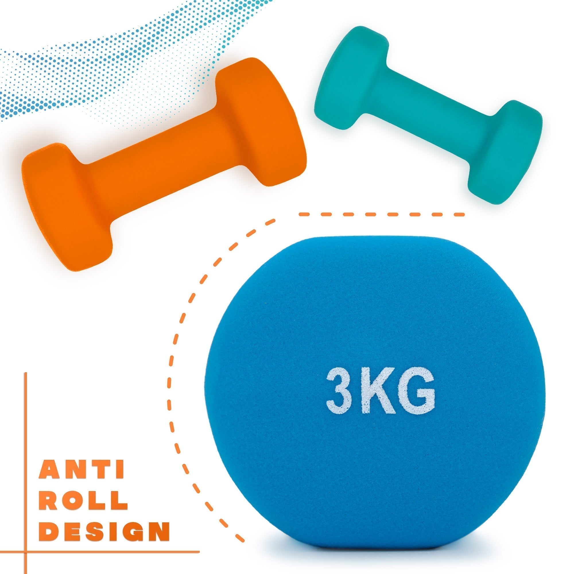 Halteres em Ferro Fundido Revestidos a Neopreno - Tamanhos de 1 a 5kg, vendidos em pares ou conjunto