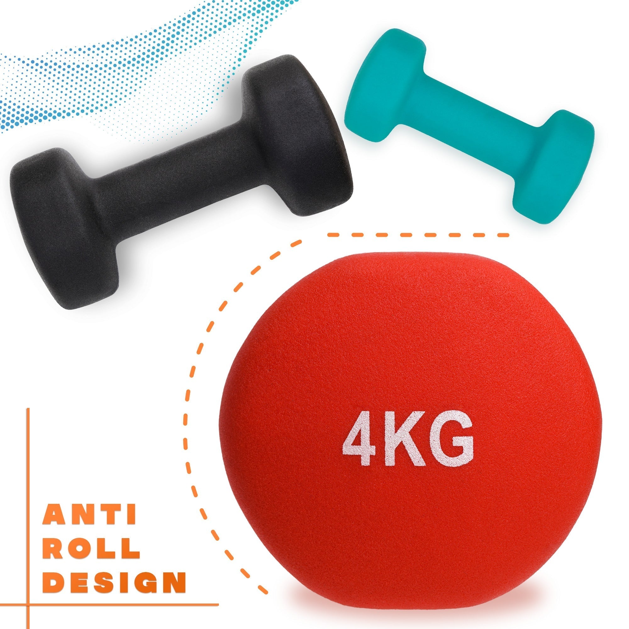 Neoprene Coated Cast Iron Dumbbells - Sizes 1-5kg, sold as pairs or a set