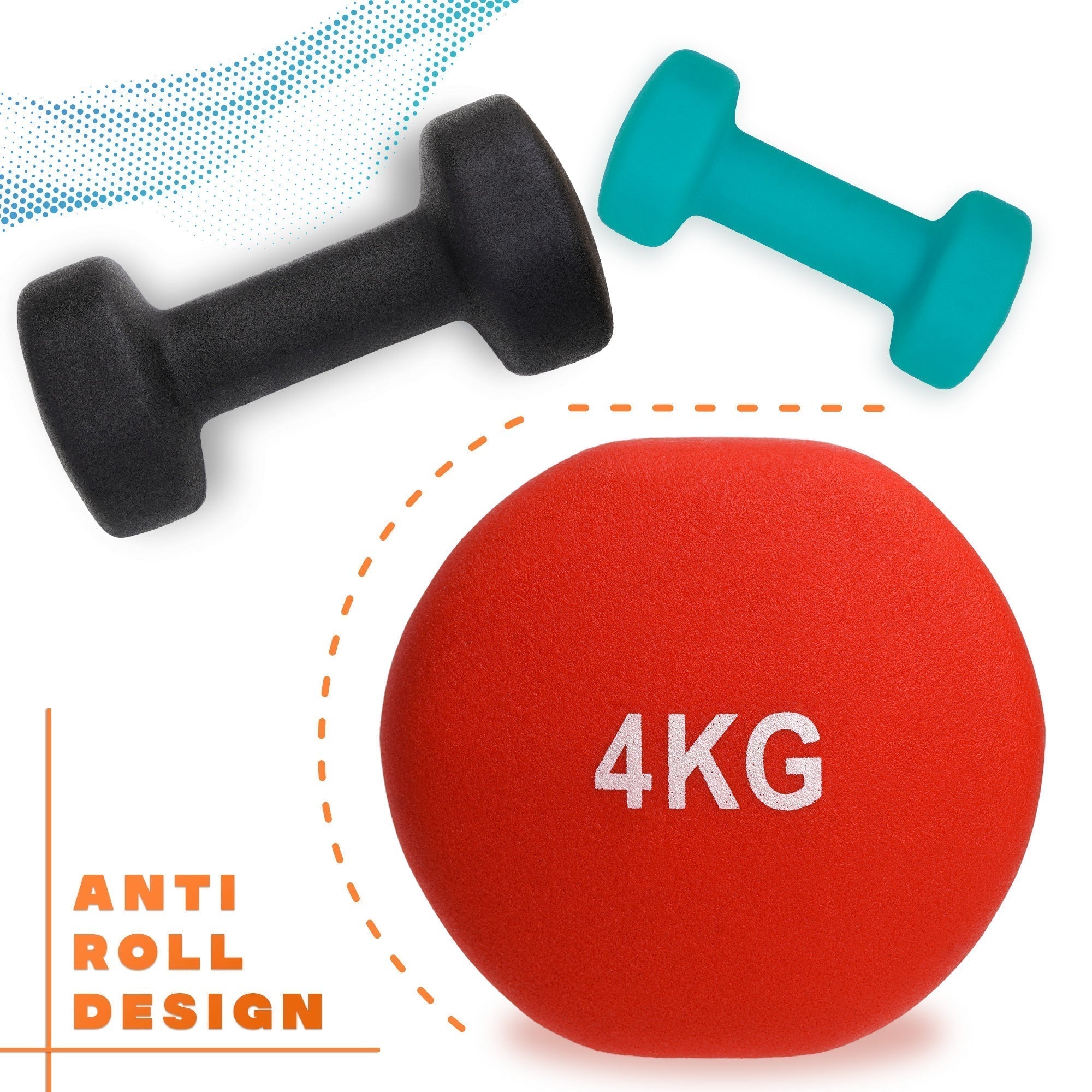 Halteres em Ferro Fundido Revestidos a Neopreno - Tamanhos de 1 a 5kg, vendidos em pares ou conjunto