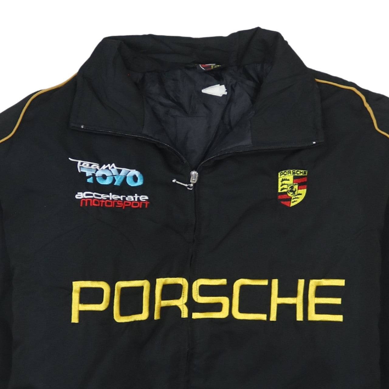 Porsche Schwarze Nascar Jacke Herren XLarge Bestickte Logos Reißverschluss vorne Racing Oberbekleidung