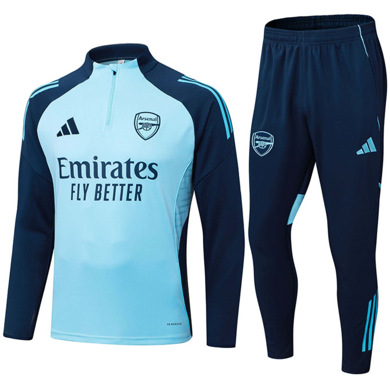 Arsenal 2025/2026 Hellblauer Trainingsanzug mit Halb-Reißverschluss