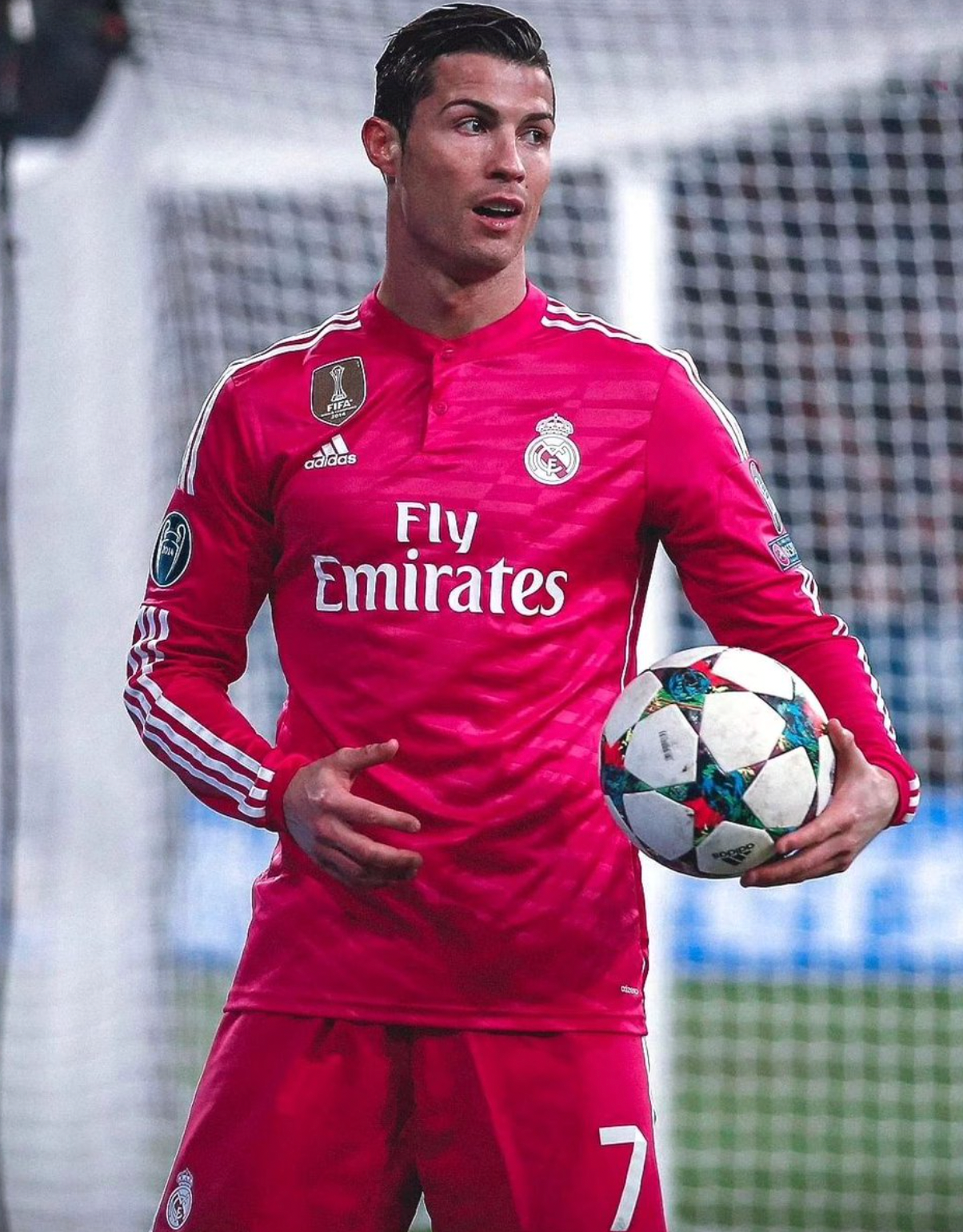 2014/2015 Real Madrid Pinkes Langarm Retro-Trikot