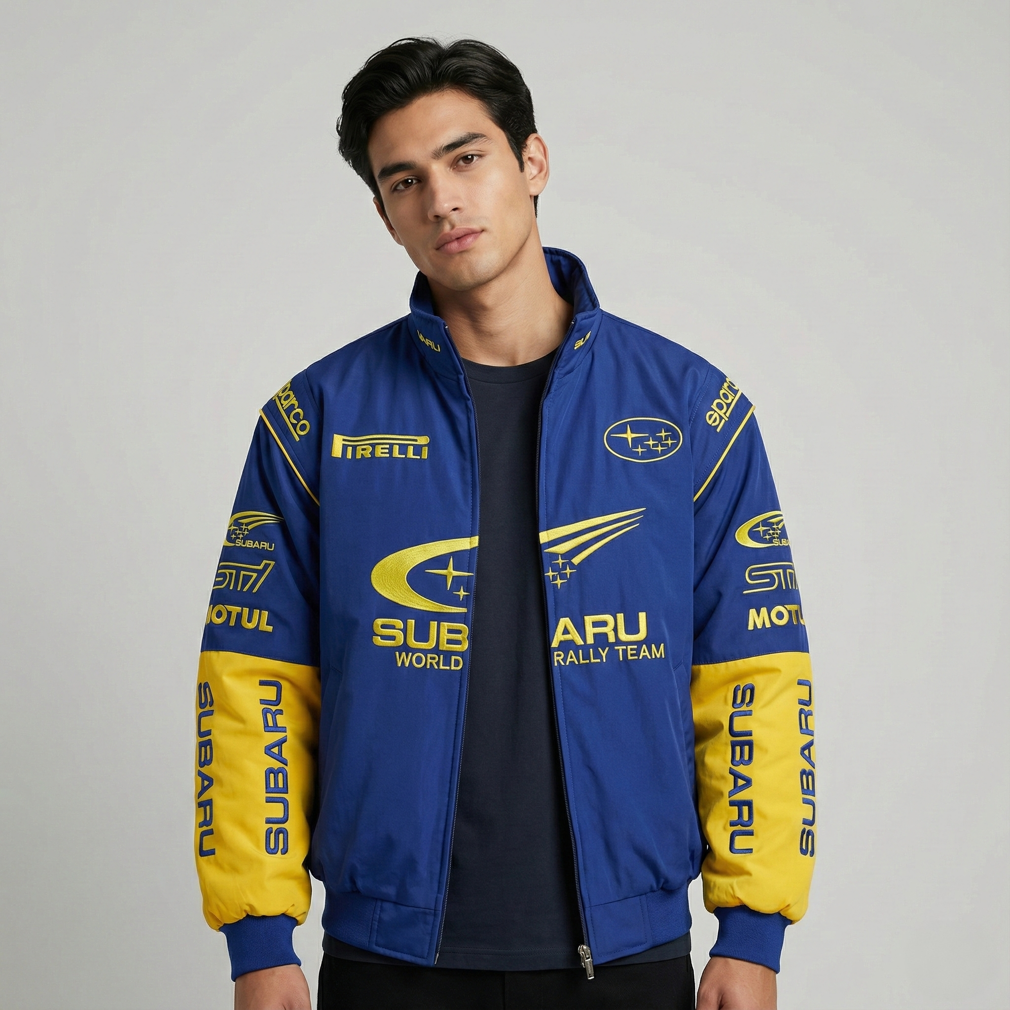 Subaru World Rally Team Jacke – Blau & Gelb Motorsport Racing Reißverschlussjacke