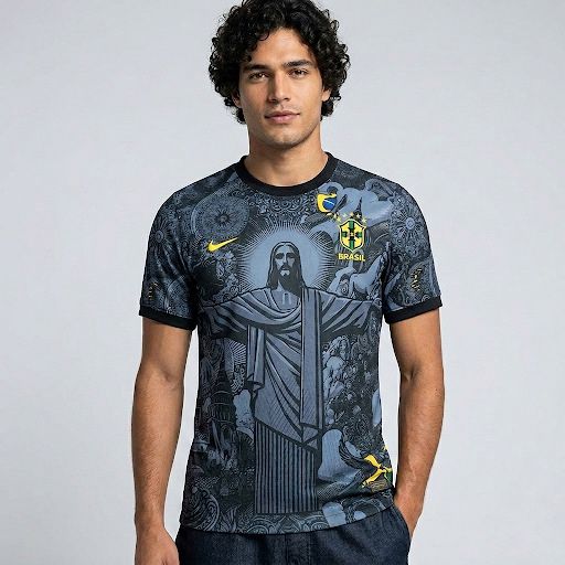 Camisola Edição Especial Brasil Cristo Redentor - Preto Meia-Noite