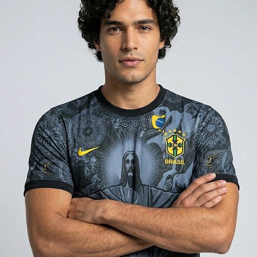 Camisola Edição Especial Brasil Cristo Redentor - Preto Meia-Noite