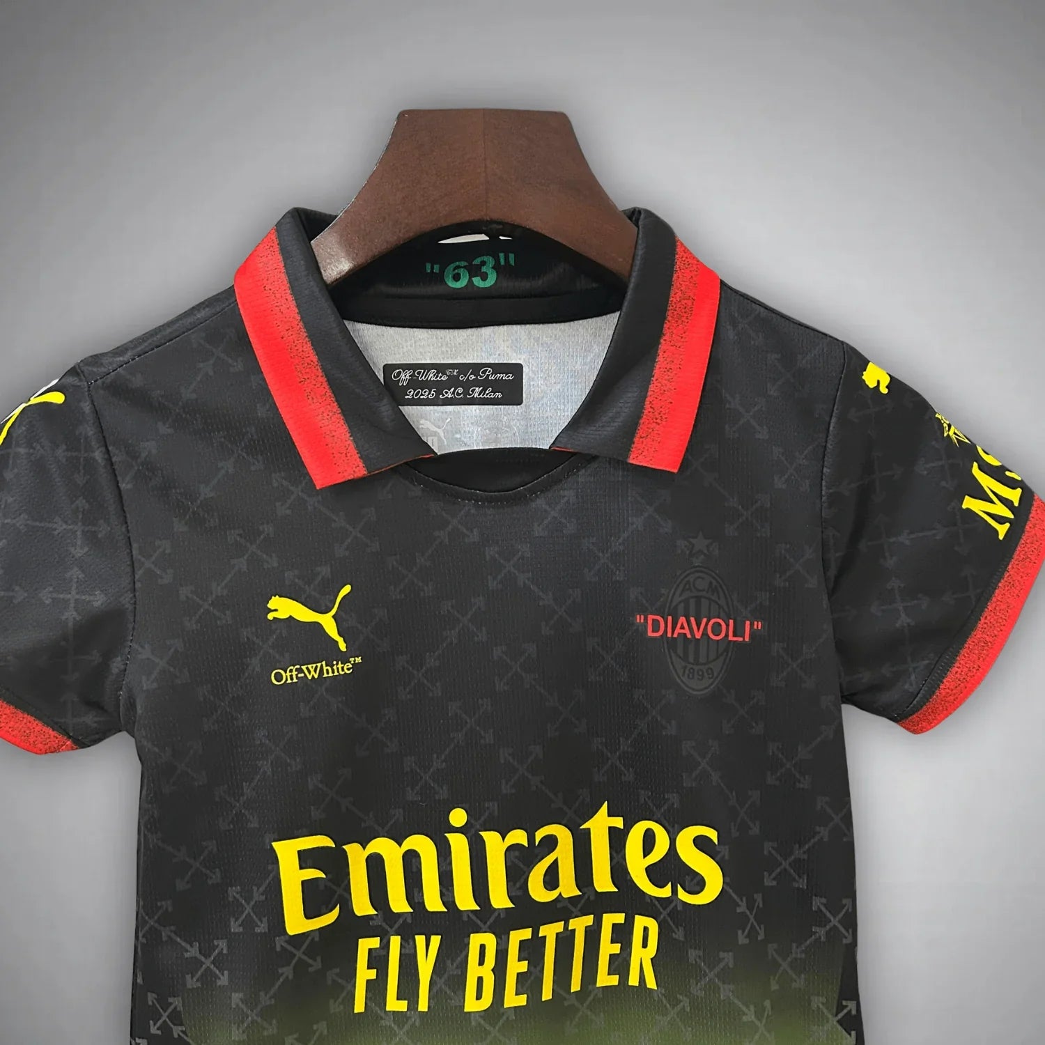 AC Mailand x Off-White Schwarzes Kindertrikot 2025/2026
