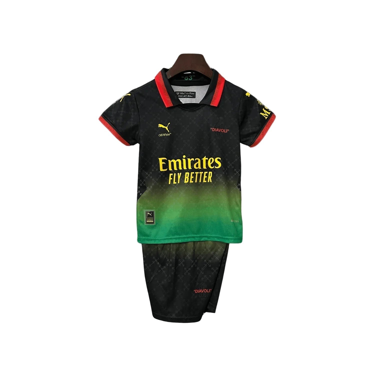 AC Mailand x Off-White Schwarzes Kindertrikot 2025/2026