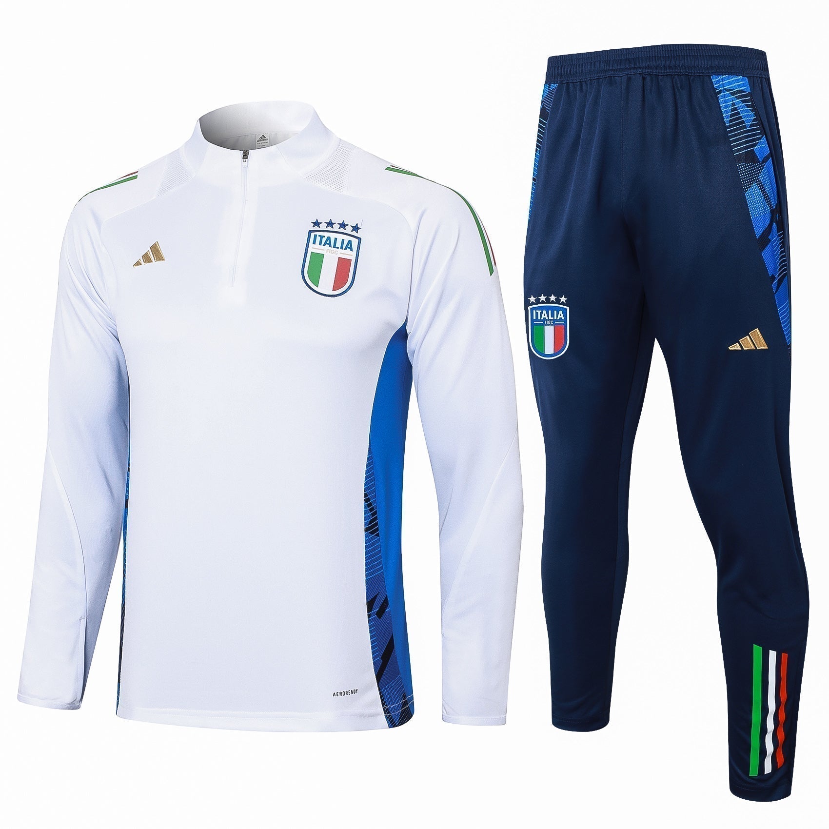 Italien 24-25 weißer Halbzip-Trainingsanzug