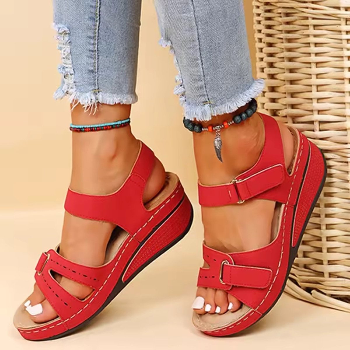 Adjustable Comfort Wedge Sandals
