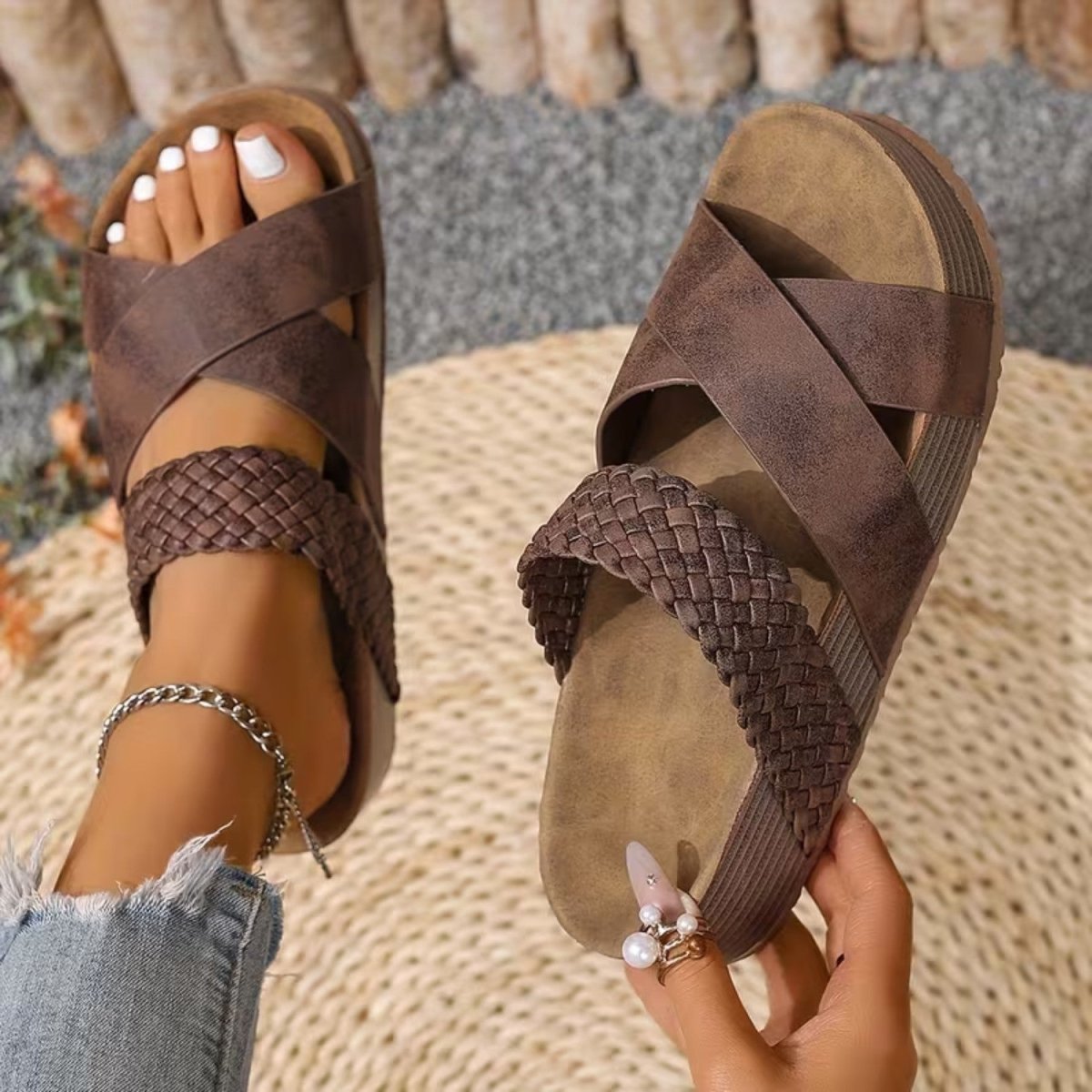 Braided Strap Comfort Sandals
