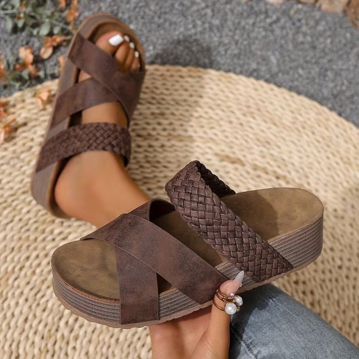 Braided Strap Comfort Sandals