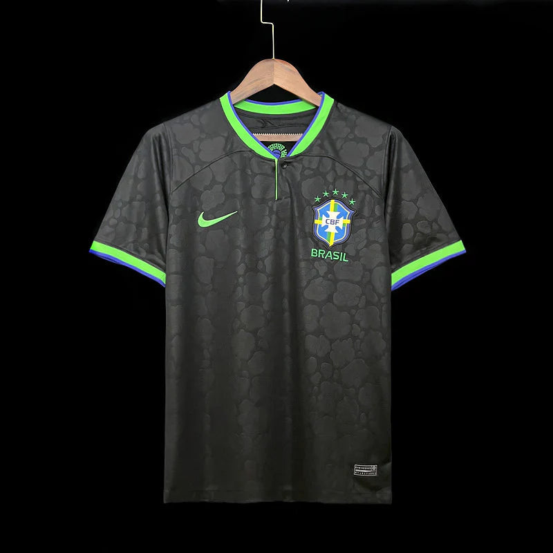 Brasilien Schwarzes Trikot Leopardenmuster 2024