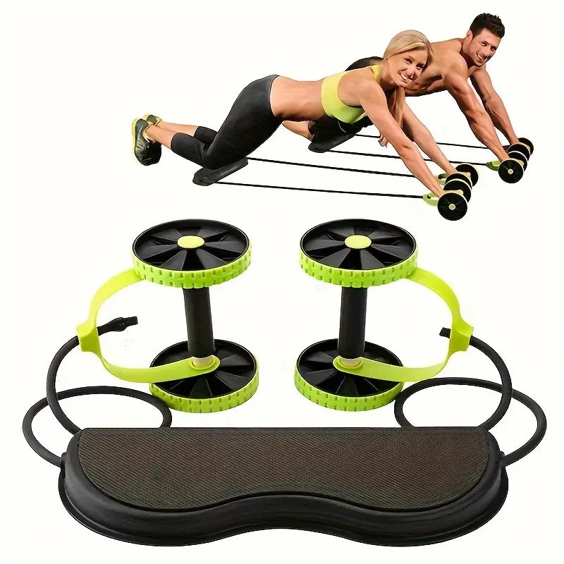 Rolo Abdominal com Almofada para Joelhos e Corda de Tensão