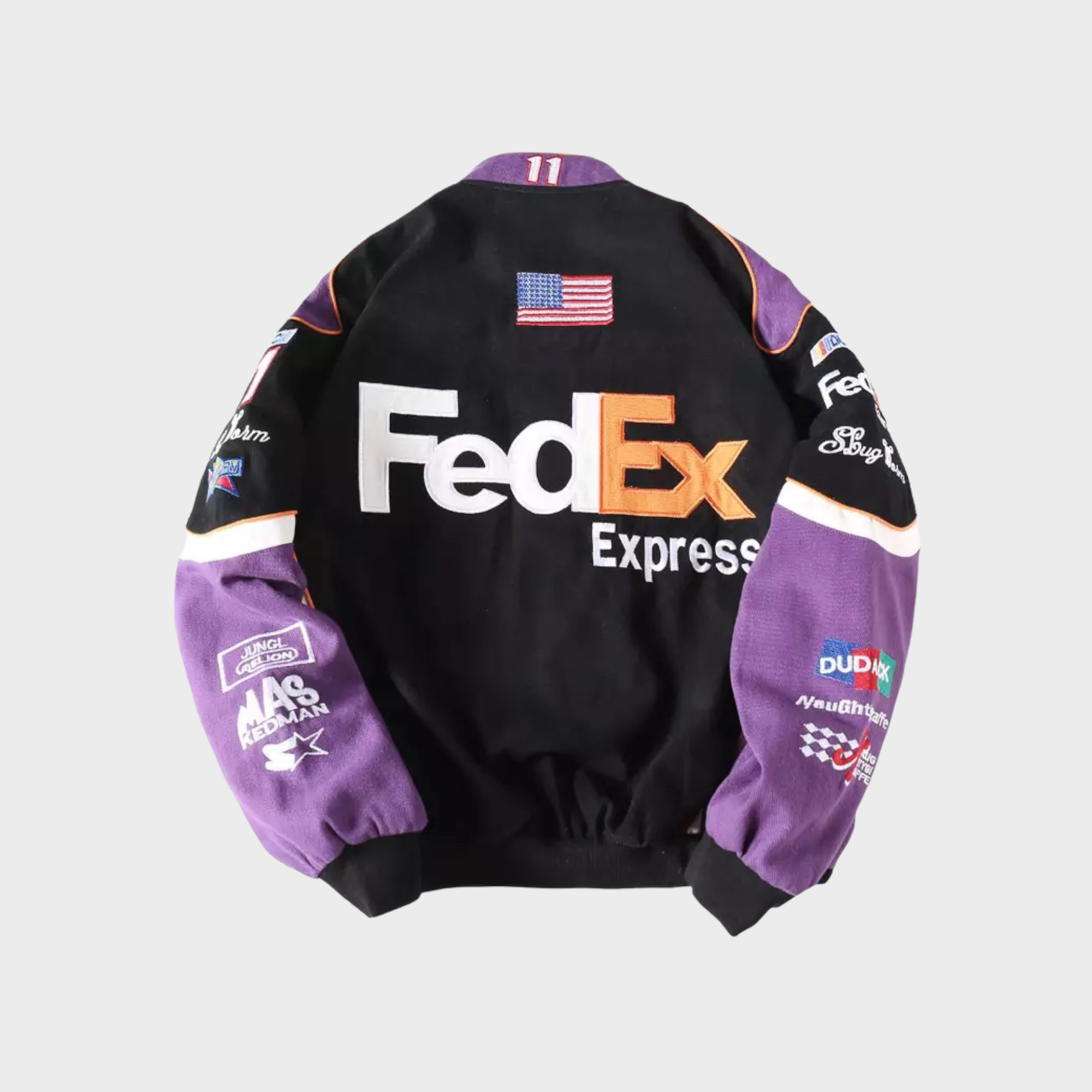 FedEx Nascar Racing Jacke – Bestickter Schwarz/Lila Motorsport Mantel
