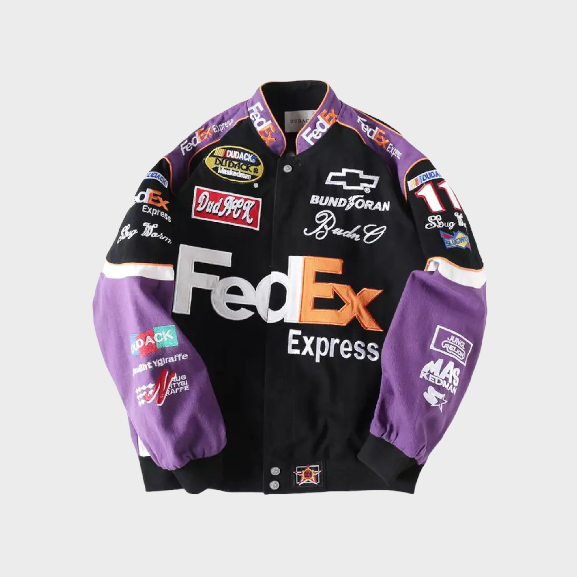 FedEx Nascar Racing Jacke – Bestickter Schwarz/Lila Motorsport Mantel