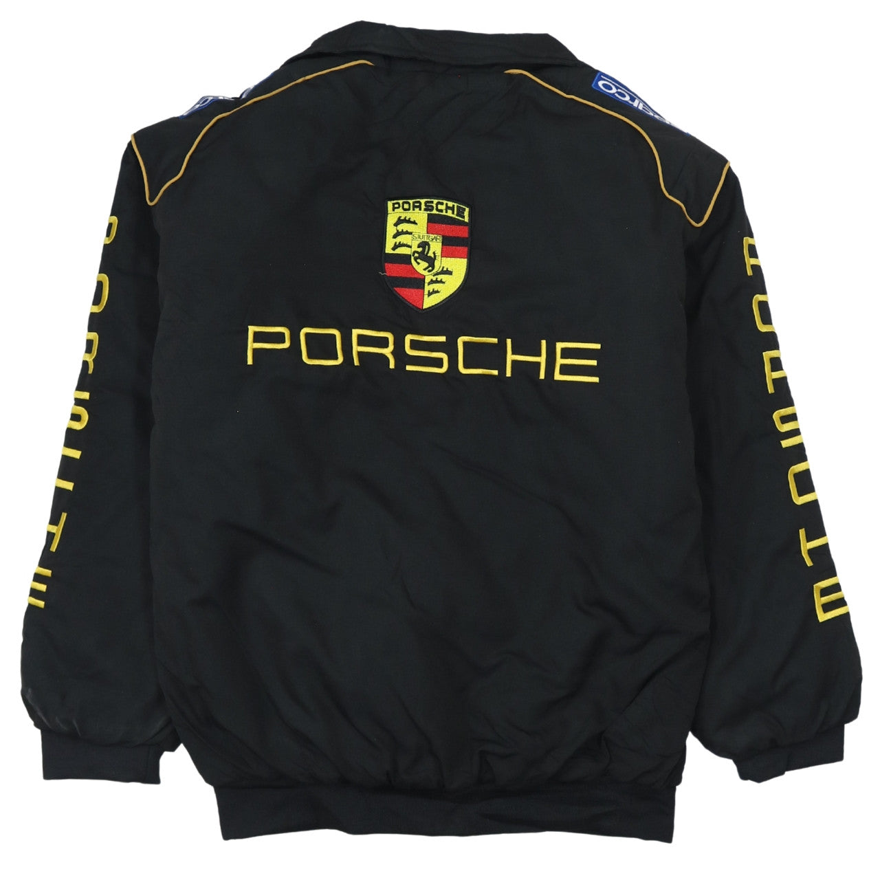 Porsche Schwarze Nascar Jacke Herren XLarge Bestickte Logos Reißverschluss vorne Racing Oberbekleidung