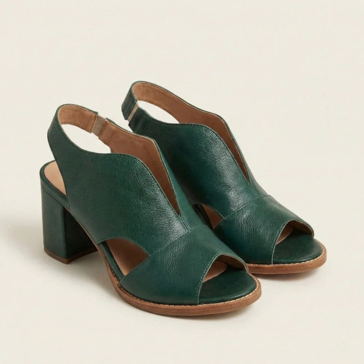 Leather Sandals with Heel & Comfort Footbed