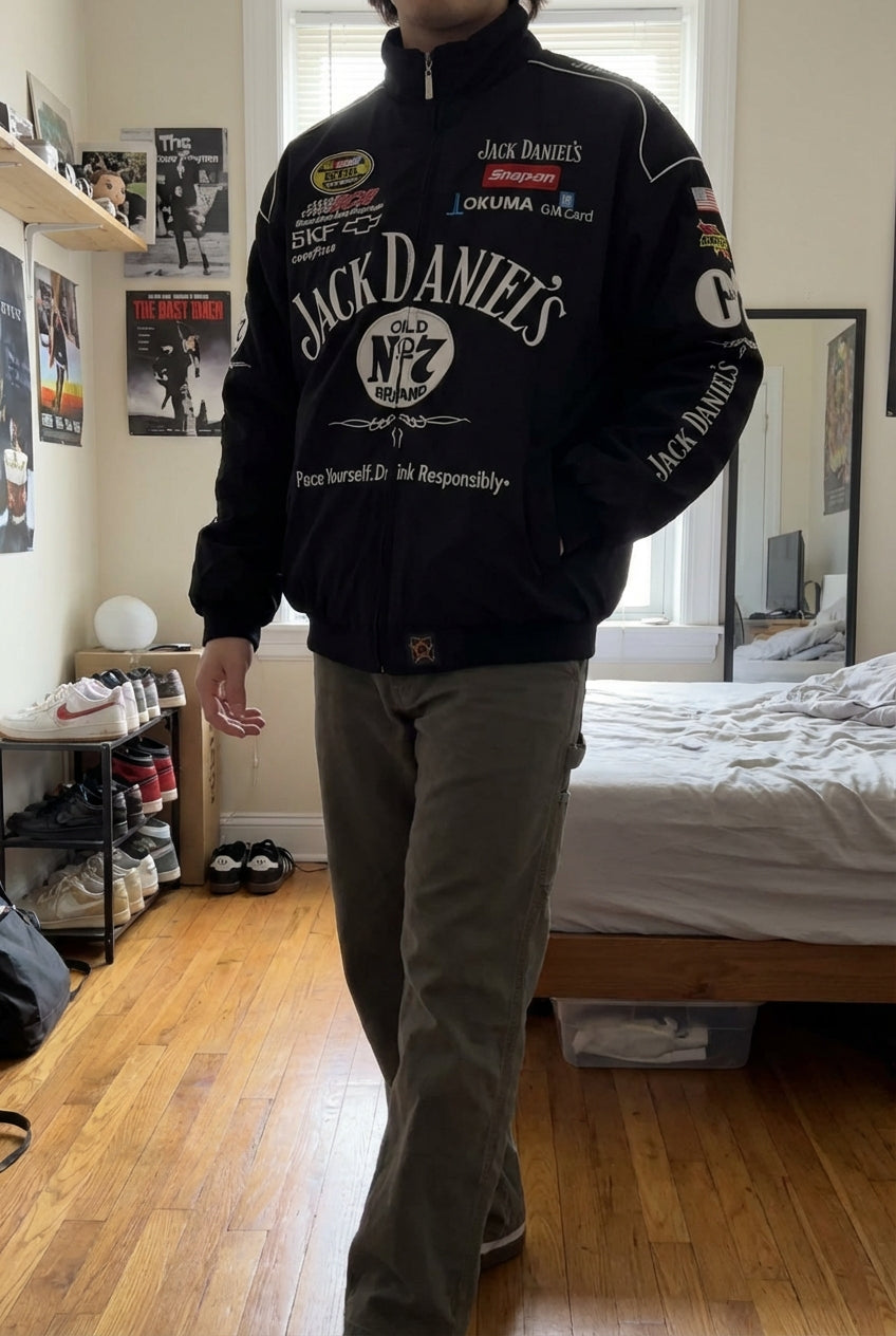 Jack Daniel's Old No. 7 Racing Jacke Schwarz | Voller Reißverschluss NASCAR Sponsor Logos