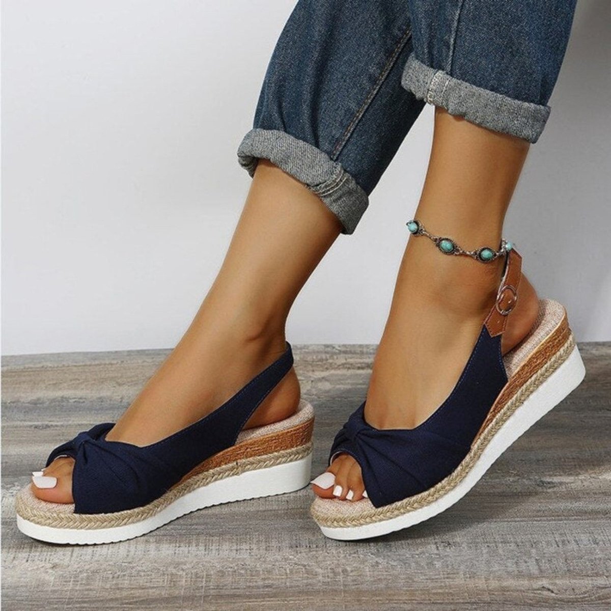 Peep Toe Comfort Wedge Sandals