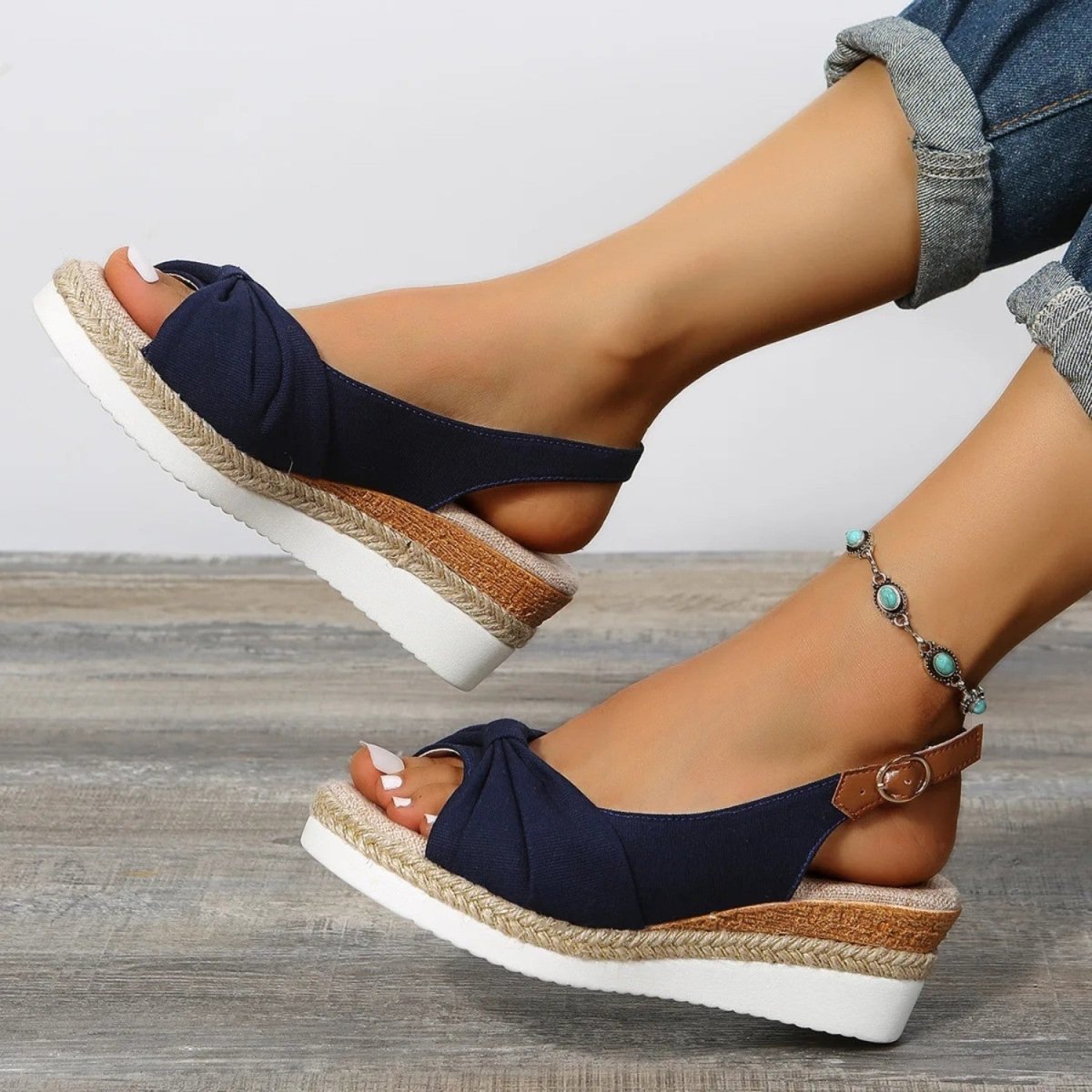 Peep Toe Comfort Wedge Sandals