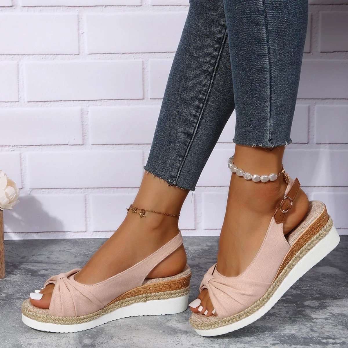 Peep Toe Comfort Wedge Sandals
