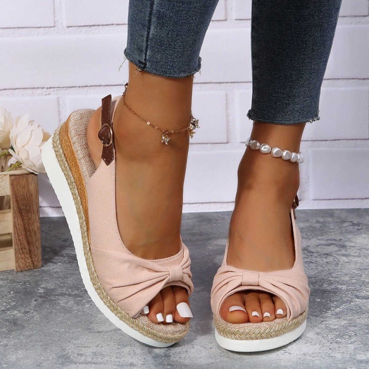 Peep Toe Comfort Wedge Sandals