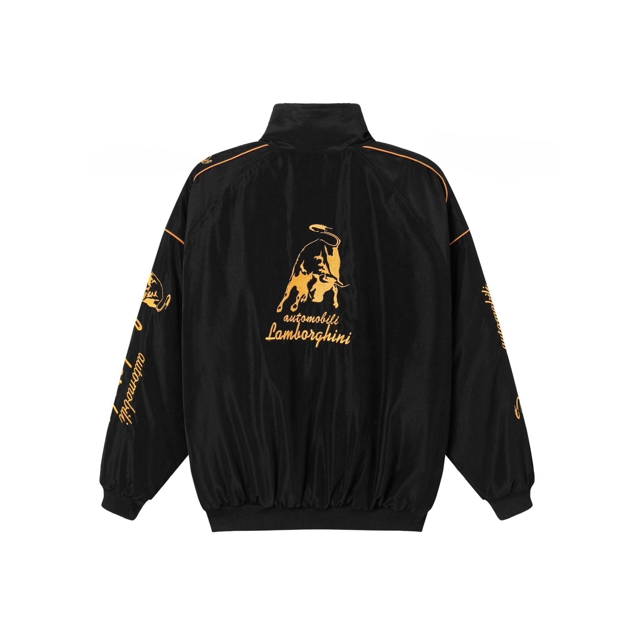 Giacca Team Corse Lamborghini – Giacca Motorsport Nera con Zip e Loghi Ricamati Oro