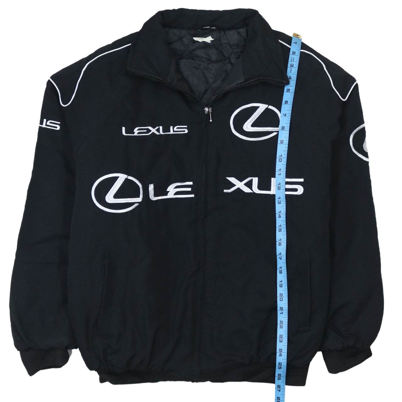 Giacca Nascar Lexus Nera Uomo L Ricamata con Loghi Zip Frontale e Tasche Bomber