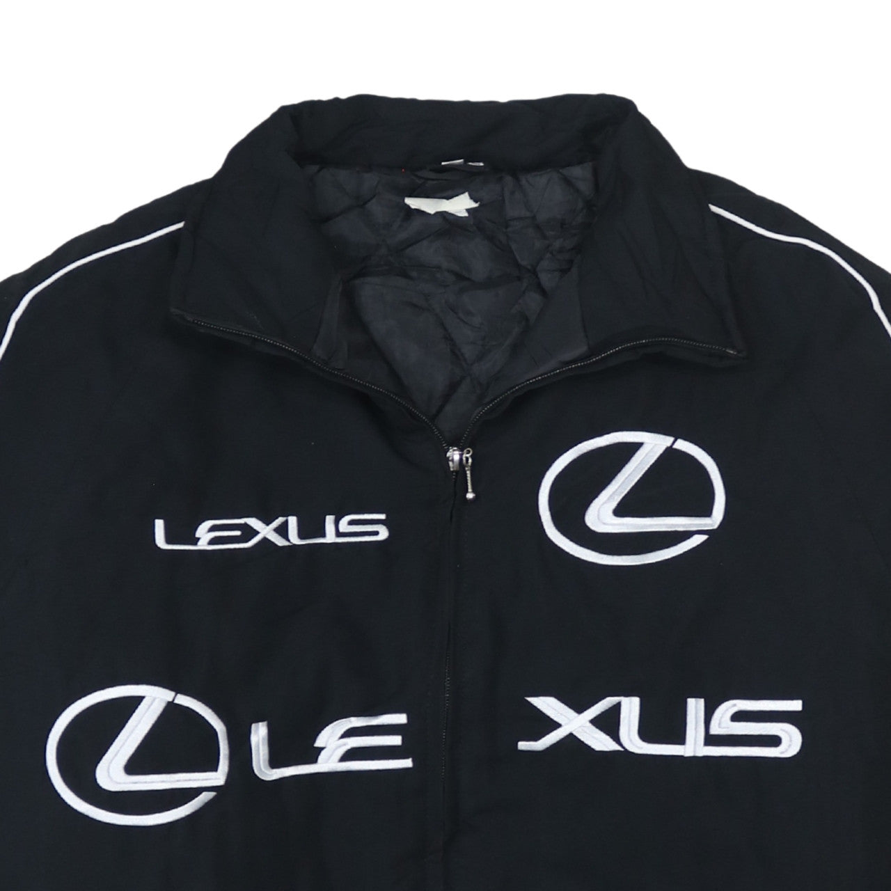 Giacca Nascar Lexus Nera Uomo L Ricamata con Loghi Zip Frontale e Tasche Bomber