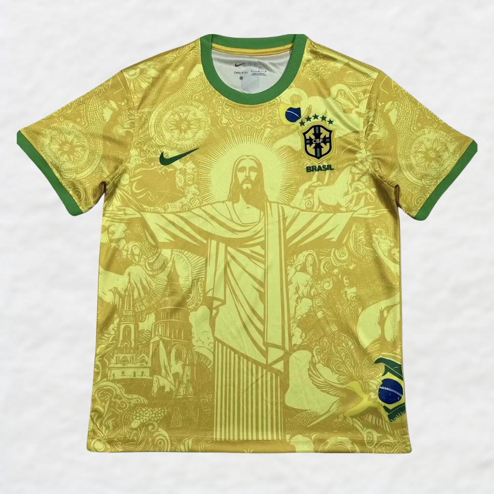 BRASILIEN 2024/25 Gelbes ‚JESUS CHRISTUS DER ERLÖSER‘ SONDEREDITION SHIRT