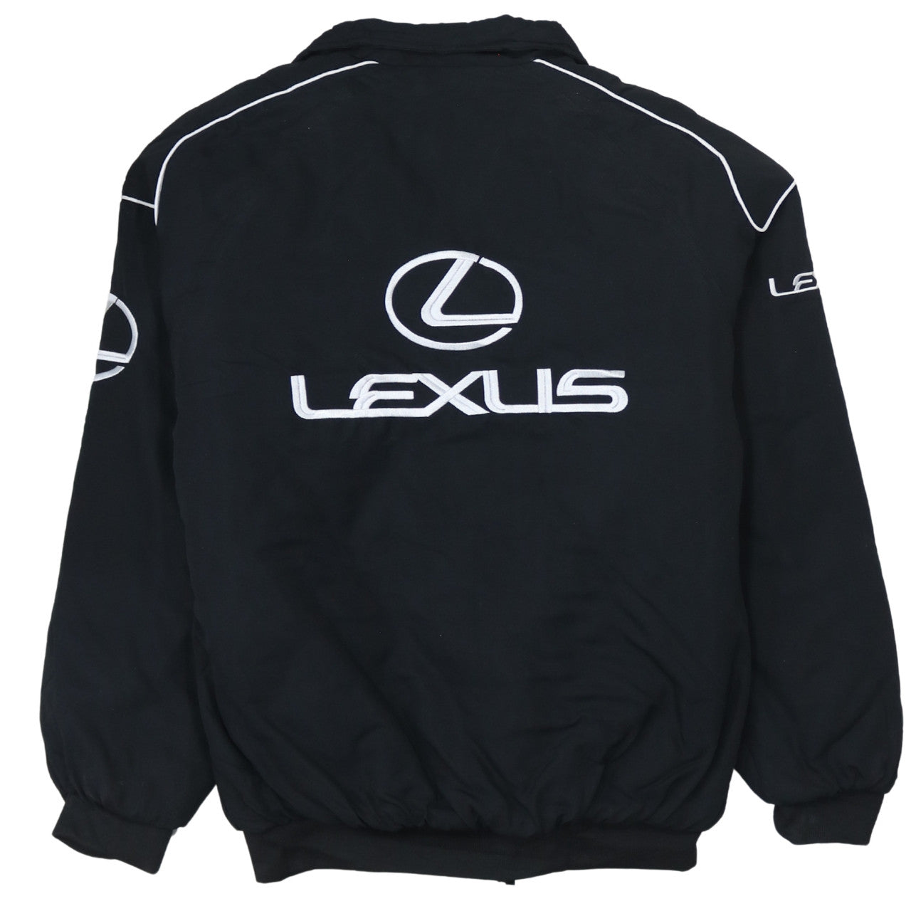 Giacca Nascar Lexus Nera Uomo L Ricamata con Loghi Zip Frontale e Tasche Bomber