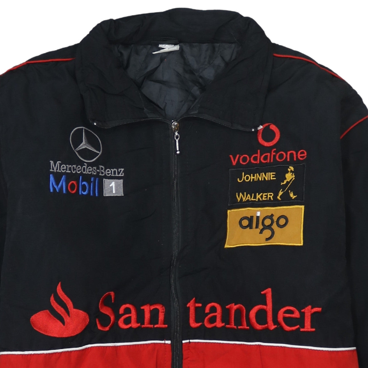 Mercedes-Benz Schwarz Rot Nascar Jacke Herren XLarge Bestickte McLaren Logos Racing Bomber Oberbekleidung