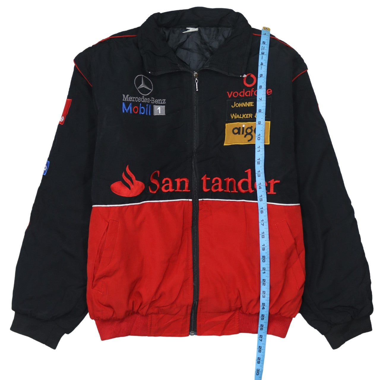 Mercedes-Benz Schwarz Rot Nascar Jacke Herren XLarge Bestickte McLaren Logos Racing Bomber Oberbekleidung