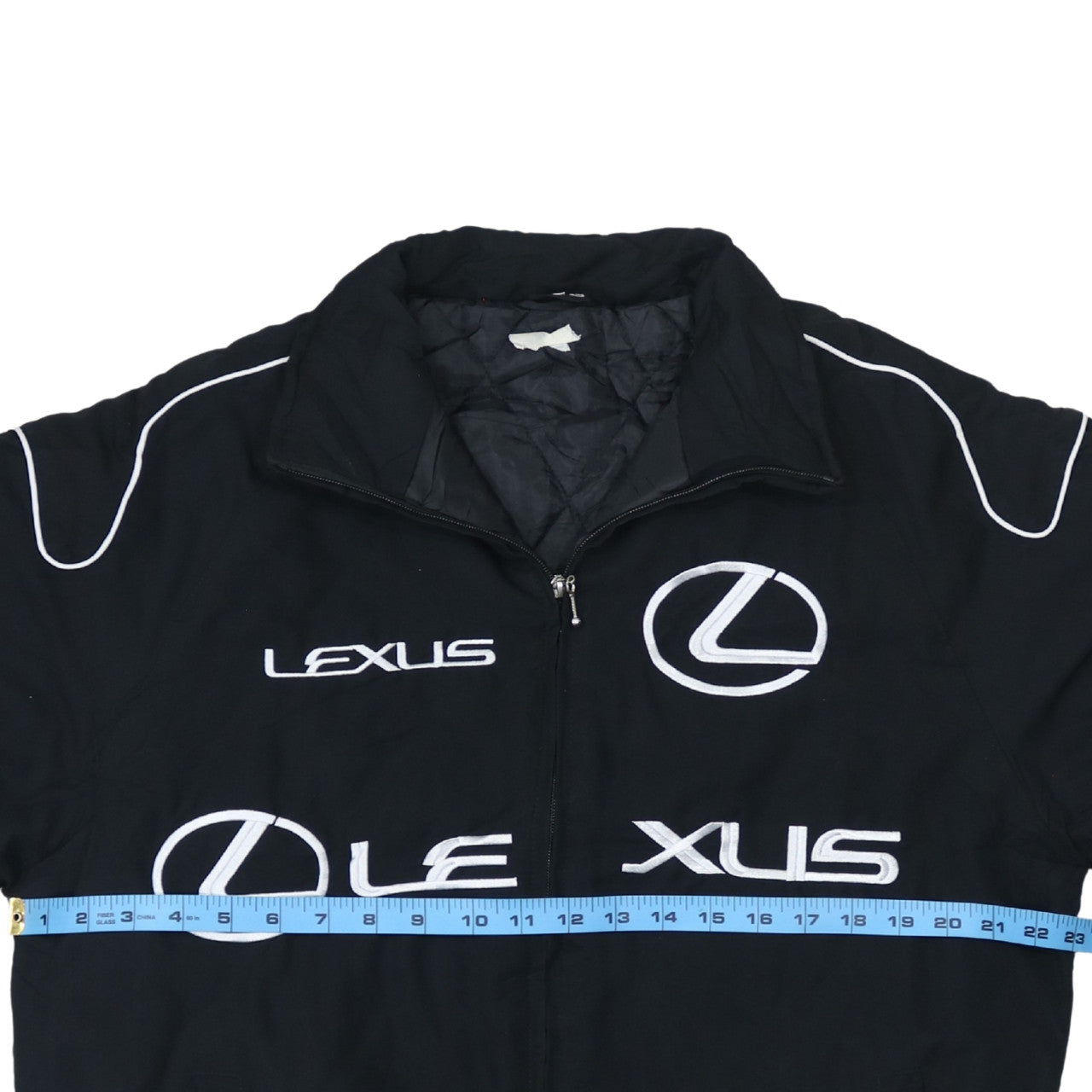 Giacca Nascar Lexus Nera Uomo L Ricamata con Loghi Zip Frontale e Tasche Bomber