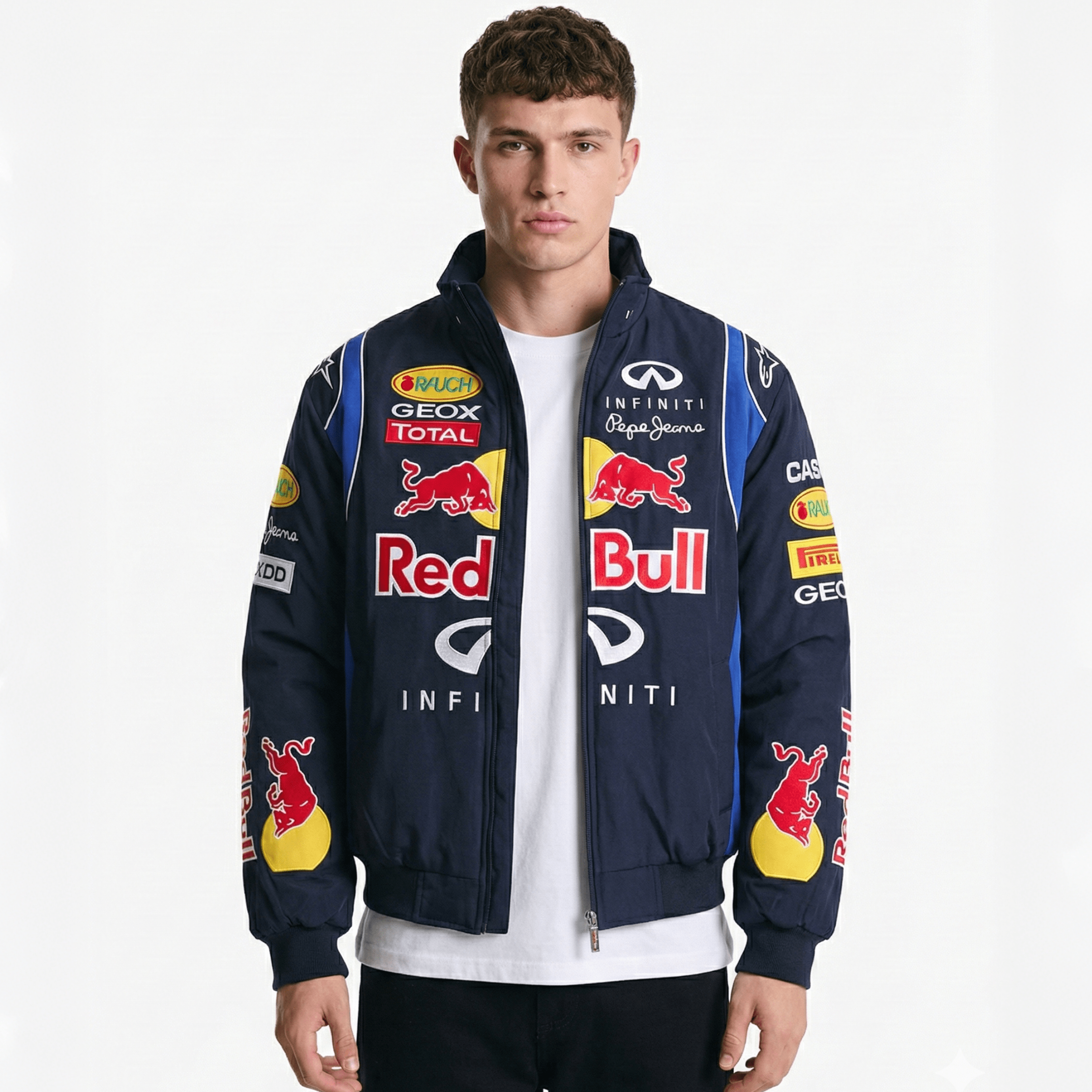 Giacca Team Corse Red Bull Racing F1 - Bomber Motorsport Blu Navy con Sponsor Ricamati