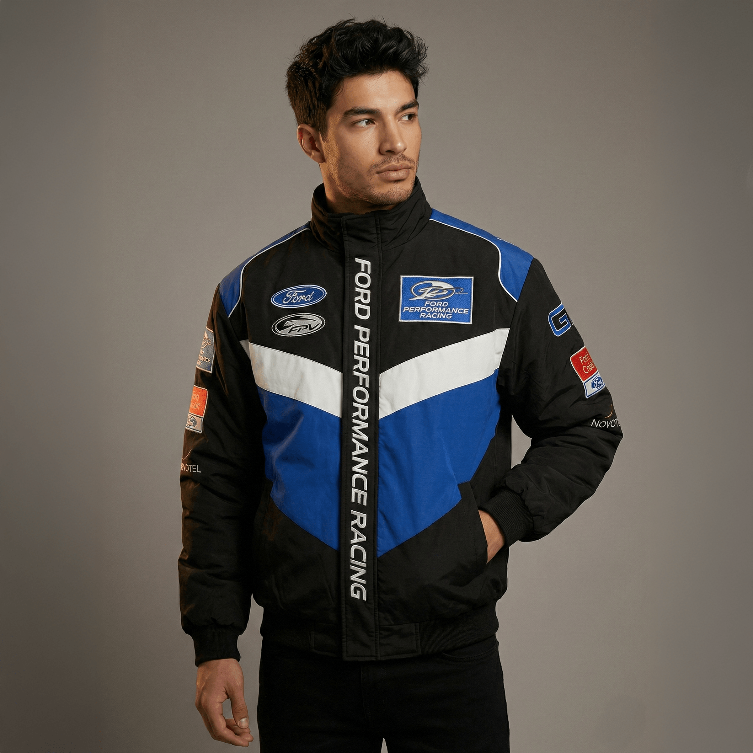 Ford Performance Racing Jacke – Blau & Schwarz Motorsport Team Reißverschluss-Mantel