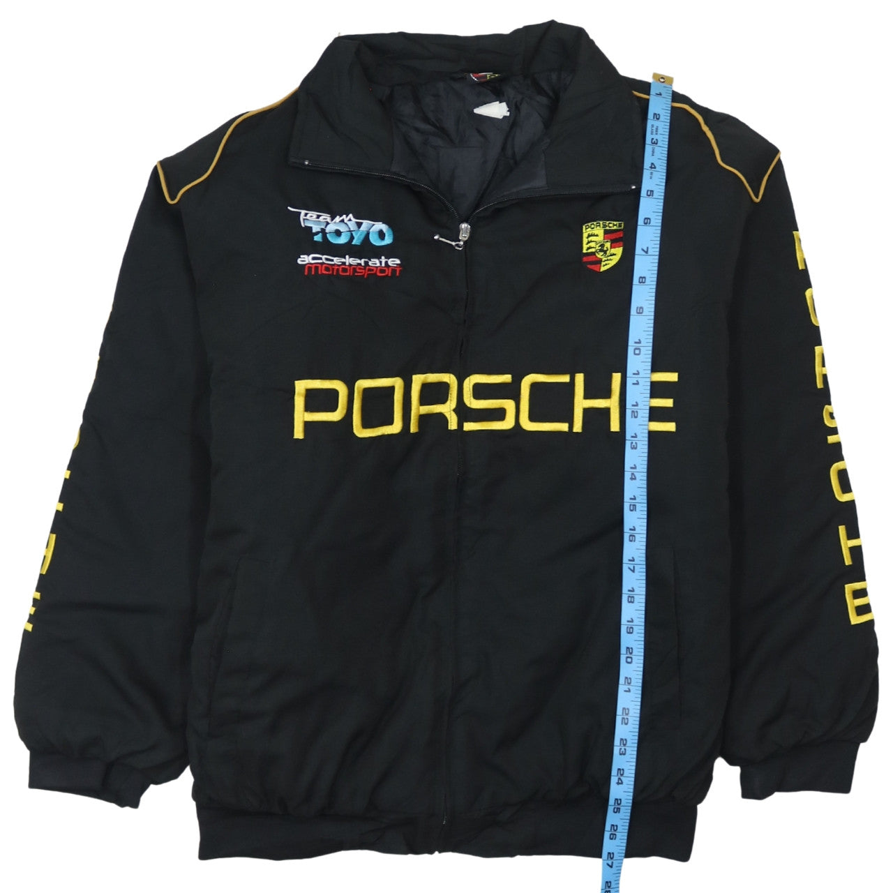 Porsche Schwarze Nascar Jacke Herren XLarge Bestickte Logos Reißverschluss vorne Racing Oberbekleidung