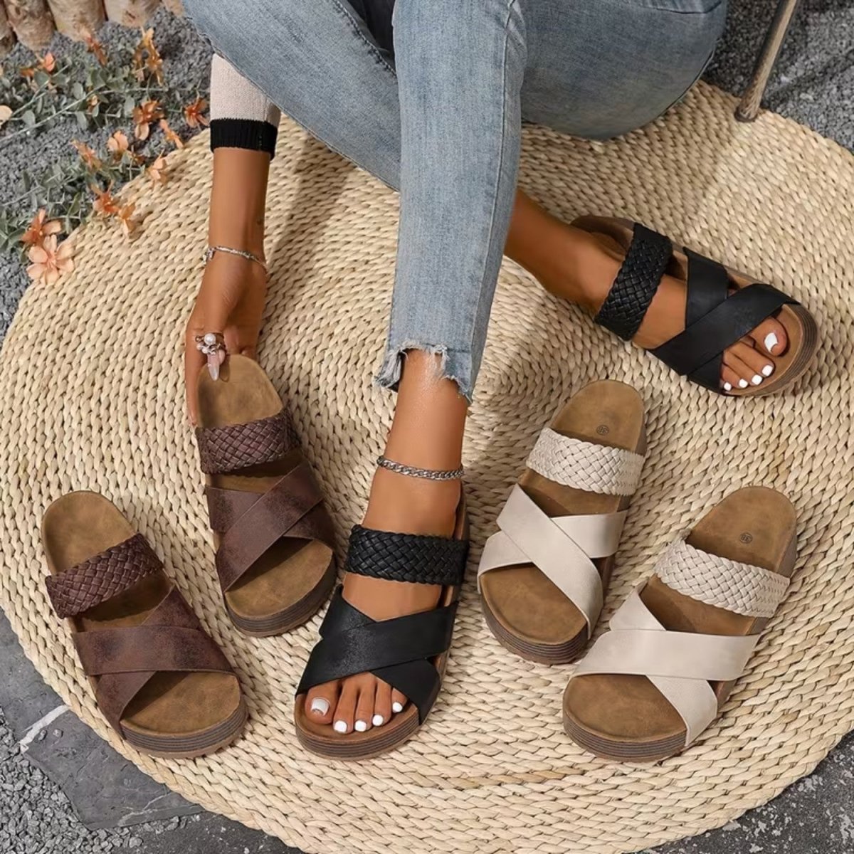 Braided Strap Comfort Sandals