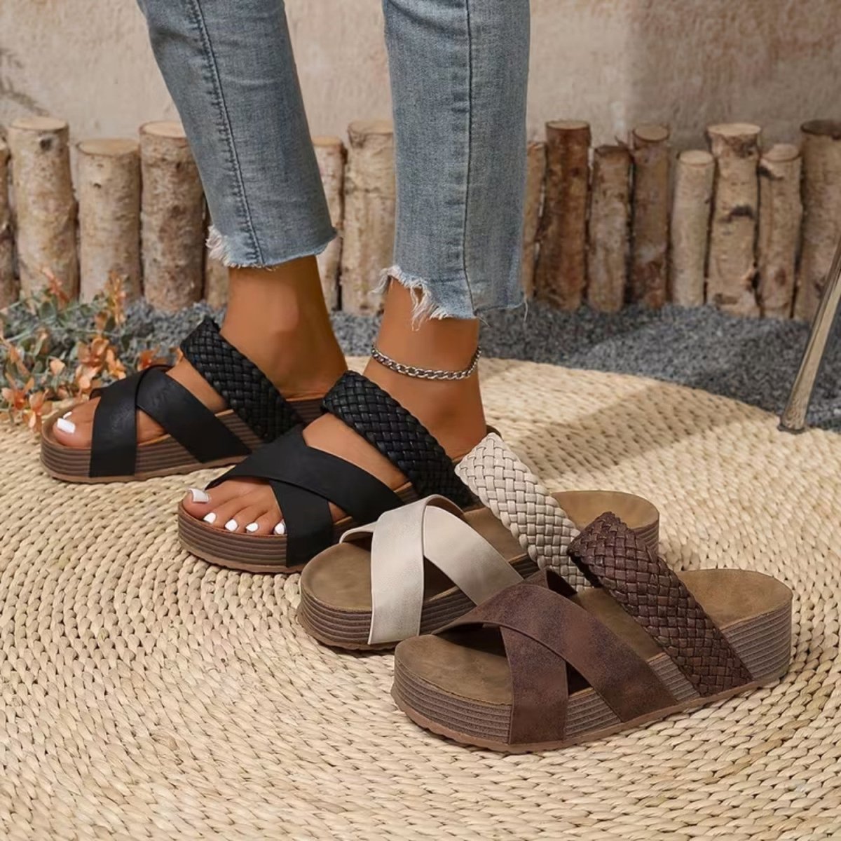 Braided Strap Comfort Sandals
