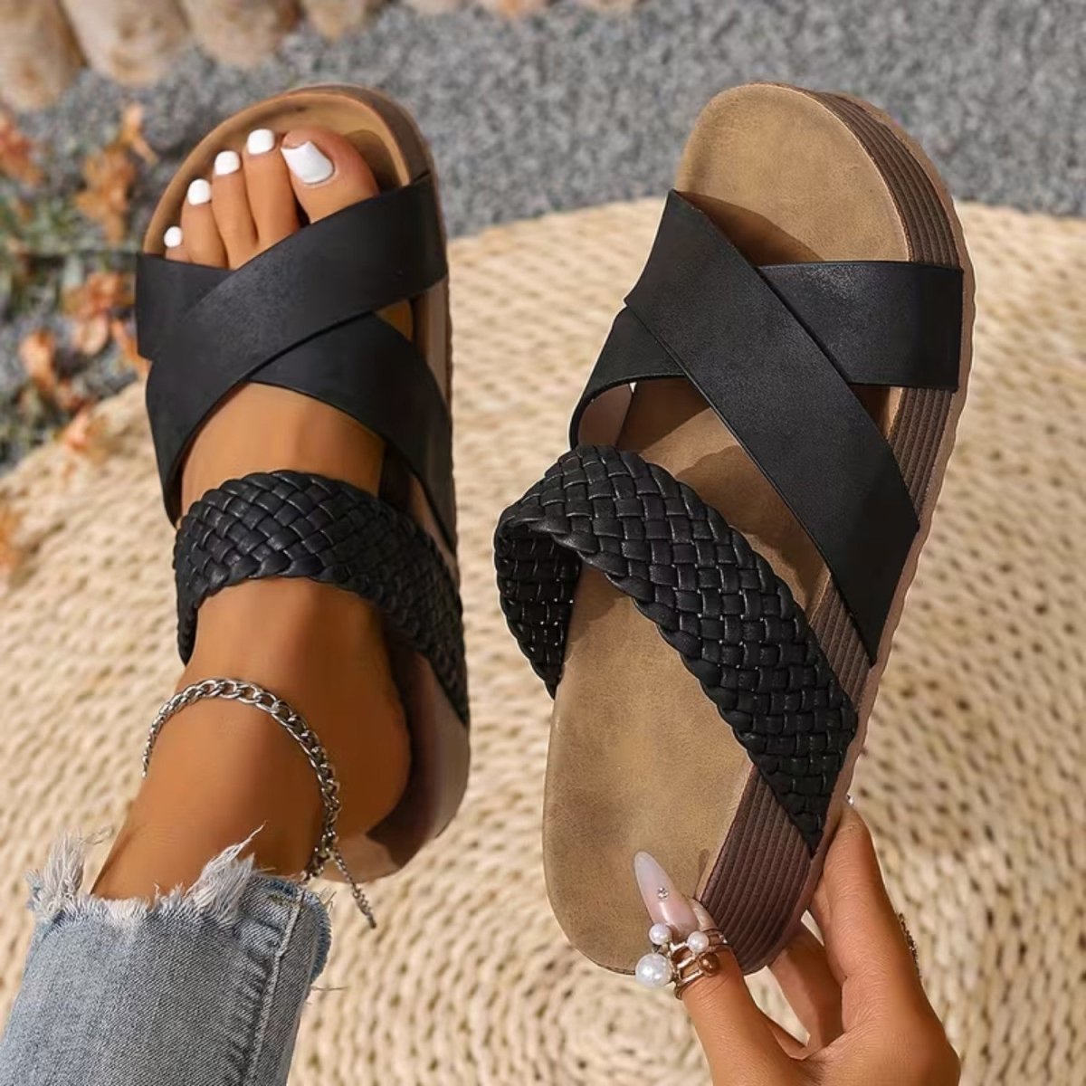 Braided Strap Comfort Sandals