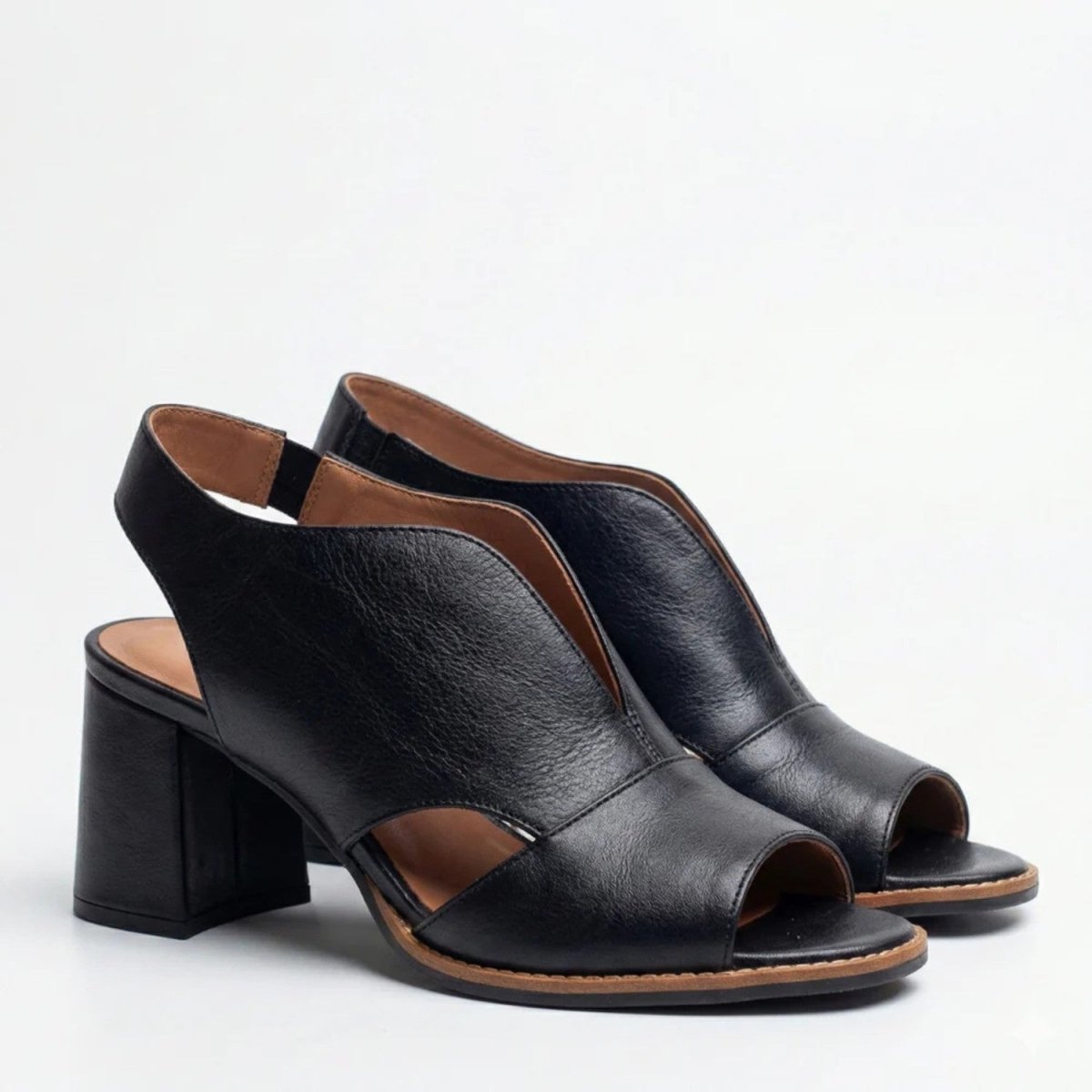 Leather Sandals with Heel & Comfort Footbed